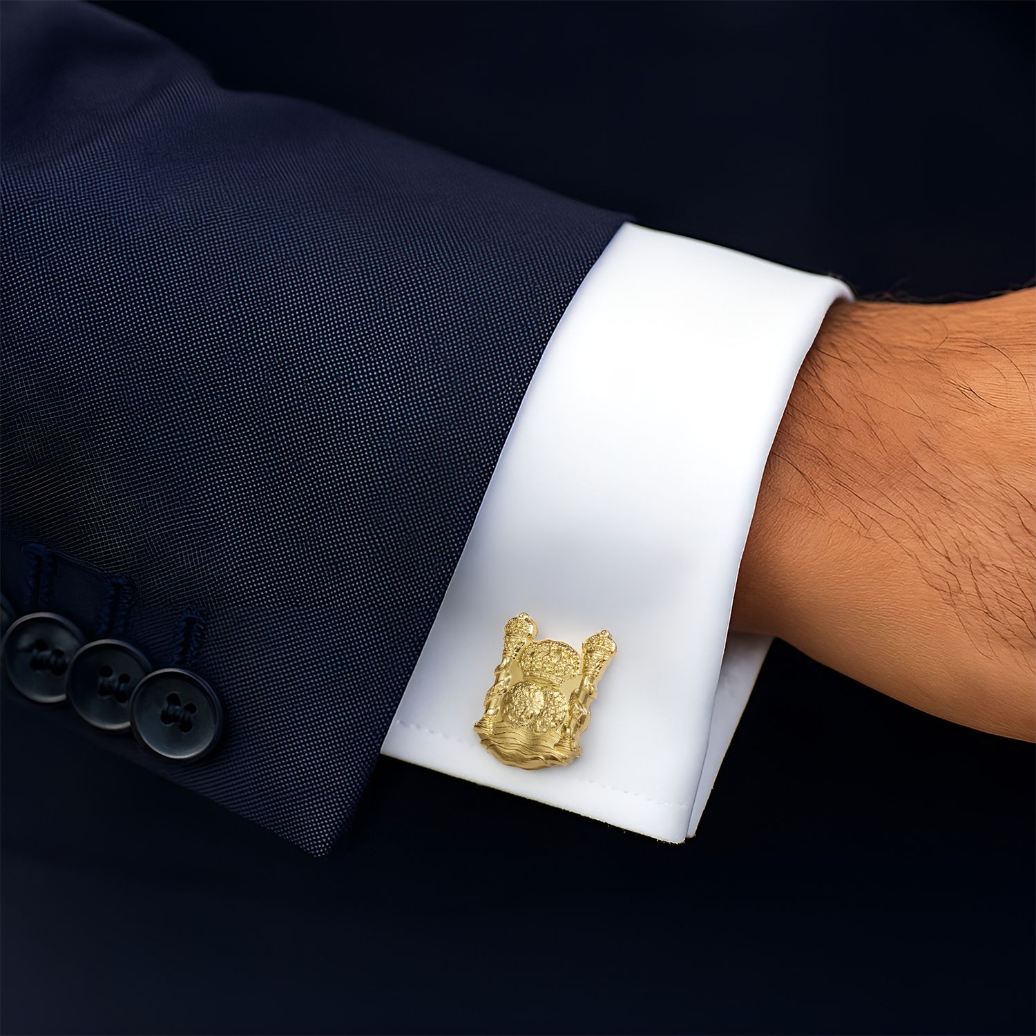 Gemelos de Camisa Columnario Español — Edición Moneda Antigua Oro